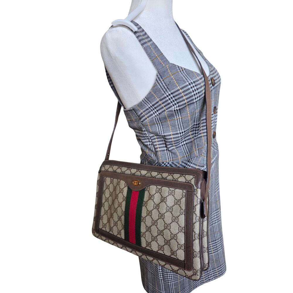 SOLD Gucci GG Supreme Web Stripe Crossbody Shoulder Messenger Bag Vintage - Picture 3 of 16